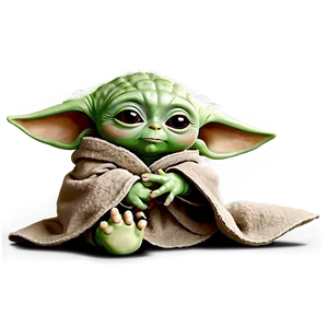 Baby Yoda Cartoon Sitting Pose PNG Eaf PNG