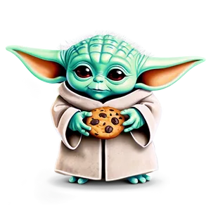Baby Yoda Cartoon With Cookie PNG 88