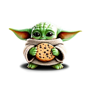 Baby Yoda Cartoon With Cookie PNG Rba