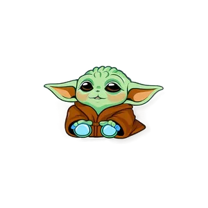 Baby Yoda Cartoon With Eyeglasses PNG Yxf64 PNG