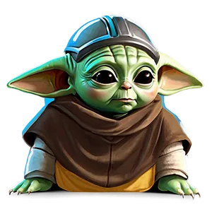 Baby Yoda Cartoon With Mandalorian Helmet Png Tas63 PNG image