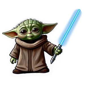 Baby Yoda Cartoon With Starship PNG 2 PNG