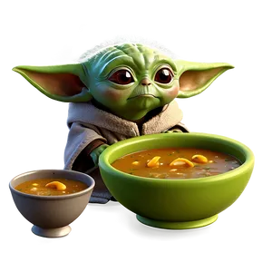 Baby Yoda Drinking Soup Cartoon PNG 93 PNG