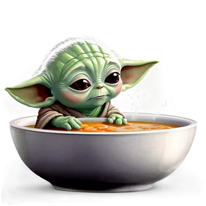 Baby Yoda Drinking Soup Cartoon Png 98 PNG image