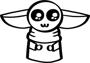 Baby Yoda Outline Drawing PNG image