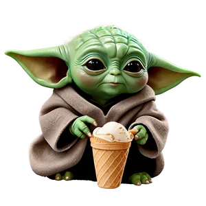 Baby Yoda With Ice Cream Png Cny PNG image