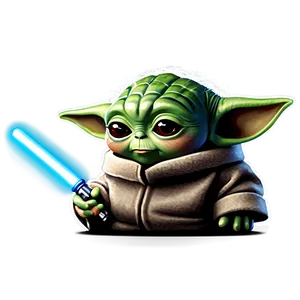 Baby Yoda With Lightsaber Cartoon Png 06252024 PNG image