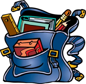 Backpack Fullof School Supplies Clipart PNG image