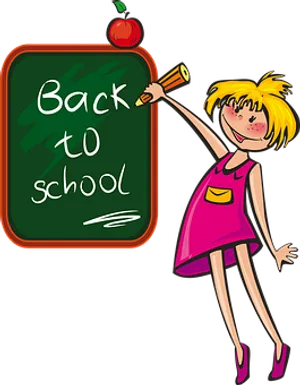 Backto School Cartoon Girl