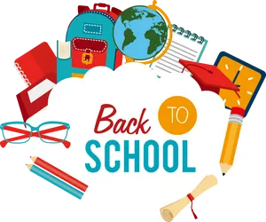 Backto School Educational Supplies Graphic PNG image