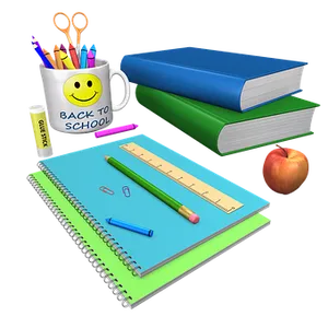 Backto School Supplies3 D Illustration PNG image