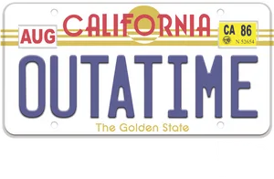 Backtothe Future O U T A T I M E License Plate PNG