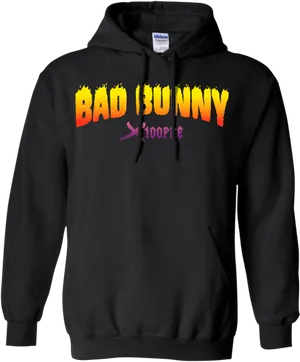 Bad Bunny Flame Design Hoodie PNG image