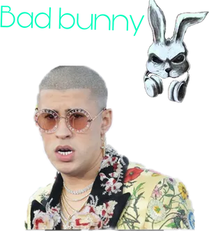 Bad Bunny Graphic Portrait PNG image