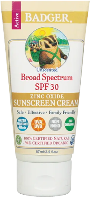 Badger S P F30 Sunscreen Cream Tube PNG image