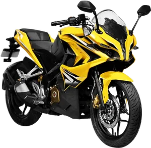 Bajaj Pulsar Yellow Sport Motorcycle PNG image