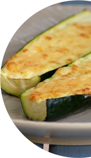 Baked Cheesy Zucchini Halves PNG image