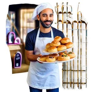 Baker With Pastries PNG 13