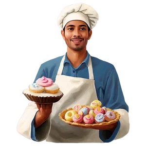 Baker With Sweets PNG Vdp PNG