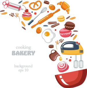 Bakery Ingredientsand Utensils Illustration PNG image