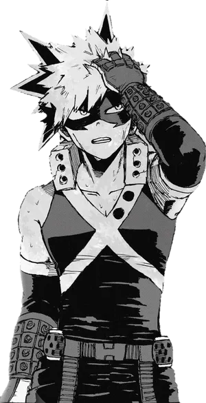 Bakugou_ Black_and_ White_ Portrait PNG
