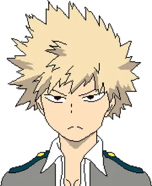 Bakugou Pixel Art Portrait PNG image