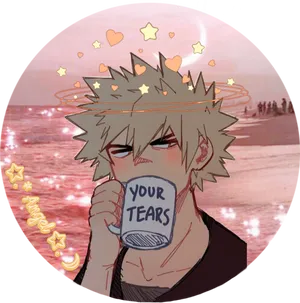 Bakugou Sipping Your Tears PNG image