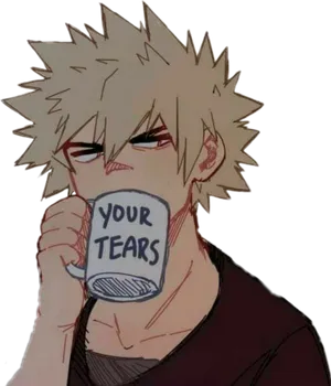 Bakugou Sipping Your Tears PNG image