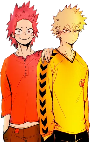 Bakugouand Eijiro Anime Friends PNG image