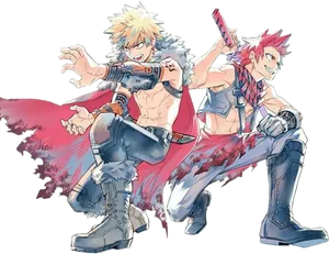 Bakugouand Kirishima Dynamic Pose PNG image