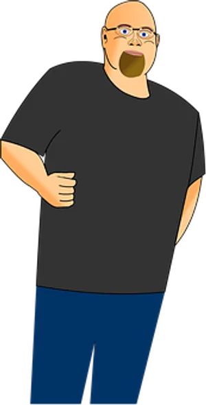 Bald Cartoon Man Running