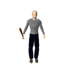 Bald Man Holding Bat3 D Model