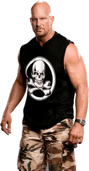 Bald_ Man_in_ Skull_ Tank_ Top_and_ Camo_ Pants PNG image