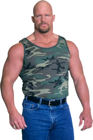 Bald Manin Camouflage Tank Top PNG image