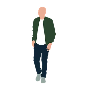 Bald Manin Casual Attire