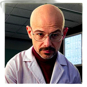 Bald Scientist Cartoon PNG 06202024