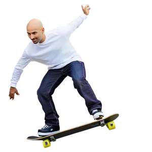 Bald Skater Doing Tricks PNG 06202024 PNG