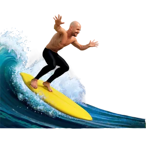 Bald Surfer Riding Wave Png Puq33 PNG image