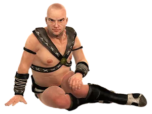 Bald Wrestlerin Black Attire