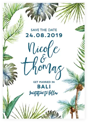 Bali Wedding Save The Date Invitation PNG image
