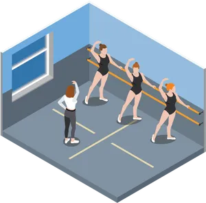 Ballet Class Isometric Illustration PNG image