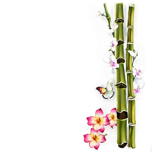 Bamboo And Flower Border PNG Btg25