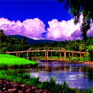 Bamboo Bridge Over River PNG 65 PNG