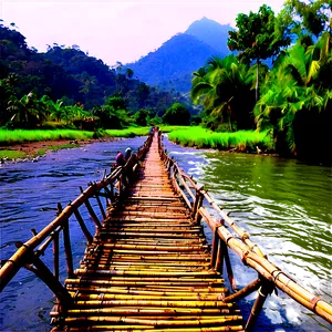 Bamboo Bridge Over River PNG 91 PNG