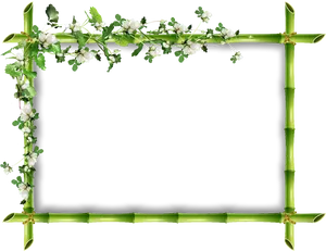 Bamboo Frame Floral Design PNG image