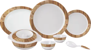 Bamboo Trimmed Dinnerware Set PNG