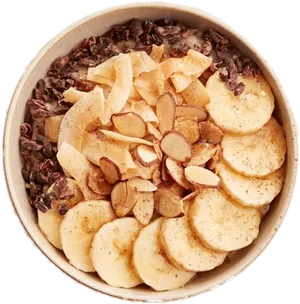 Banana Almond Oatmeal Bowl PNG image