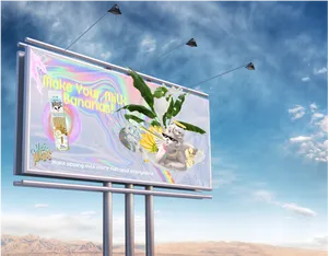 Banana Milk Flavor Billboard Ad PNG image