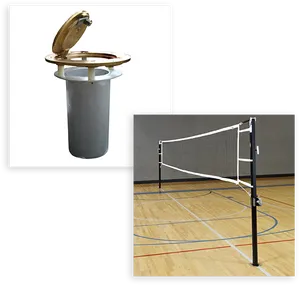 Banana Peel Trashcanand Volleyball Net PNG image