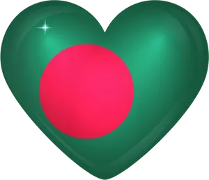 Bangladesh Flag Heart Shaped Graphic PNG image